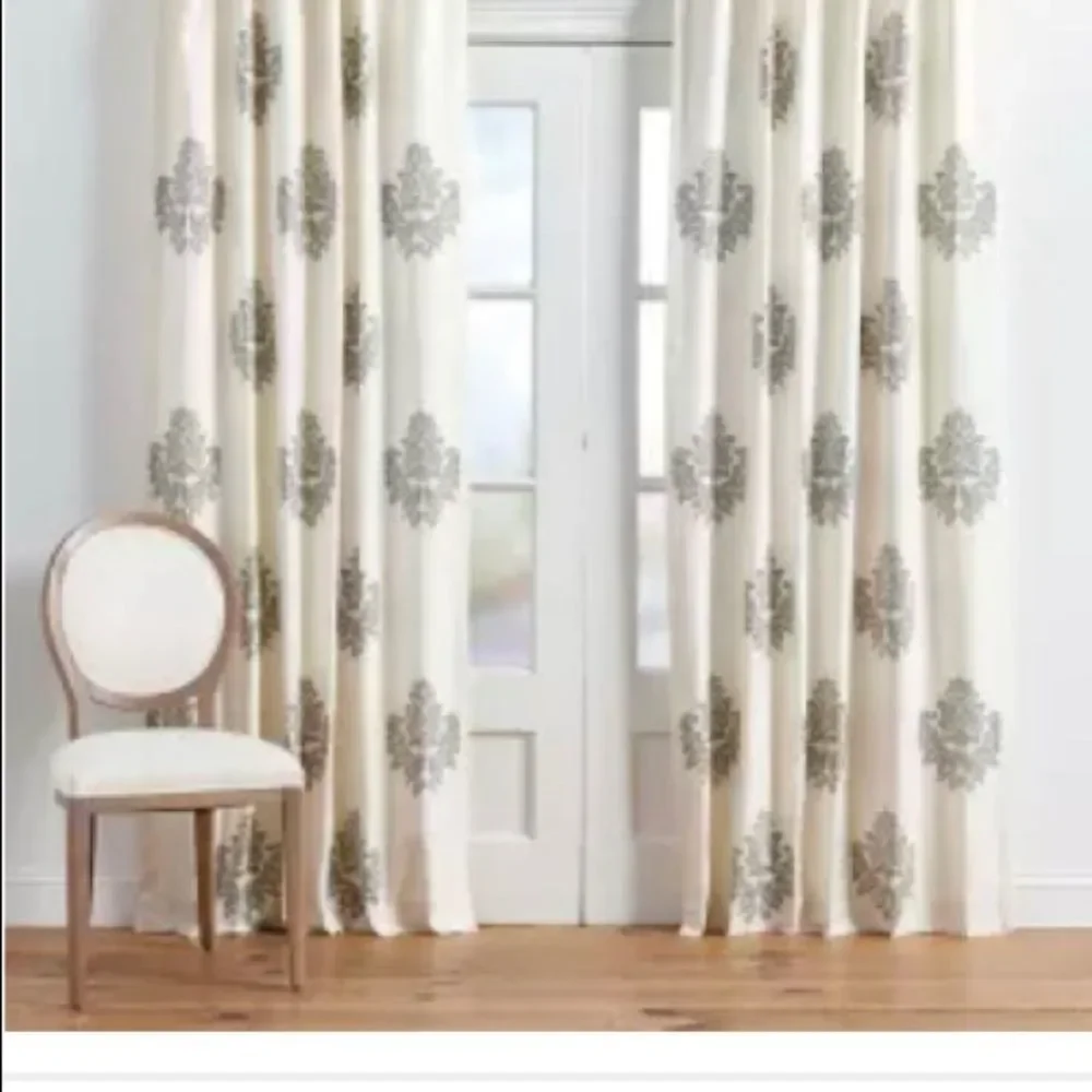 Like new Ballard designs drapes 4 108”long Bingham Printed Damask Draper… - Picture 5 of 12
